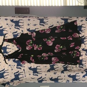 Black POCKET swing dress with Roses